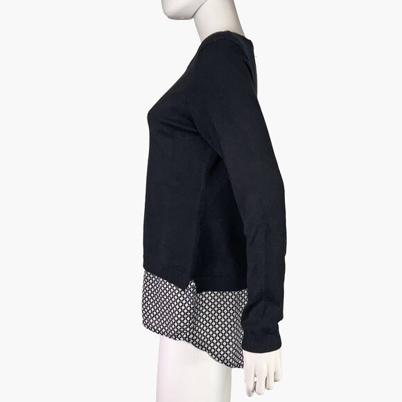 ADRIANNA PAPELL Twofer Sweater And Diamond Plaid Shirttail (Black | Size M) - Picture 3 of 8